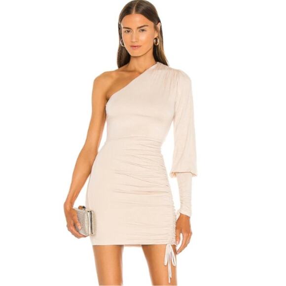 Michael Costello x REVOLVE Jada Mini Dress in Beige NWT Size Small - Picture 1 of 4